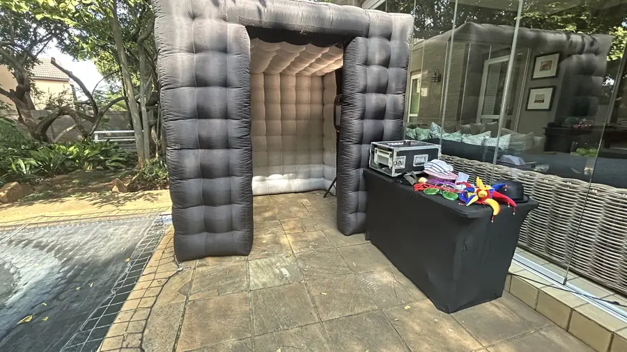 Inflatable Photo Booth set up on a venue terrace