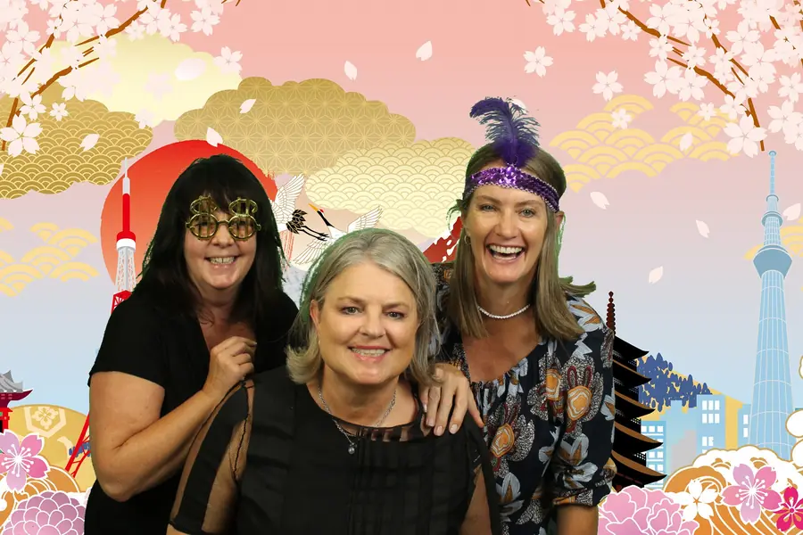 Guests enjoying a customised Green Screen Booth scene