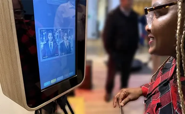 Guest using the Selfie AI photo booth